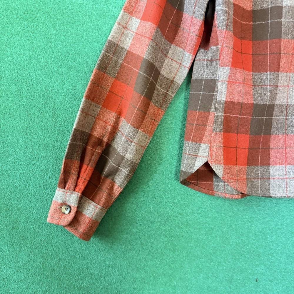 Vtg Pendleton Tuckeroo Wool Shadow Plaid Loop Collar Board Shirt Womens Medium - Picture 8 of 9